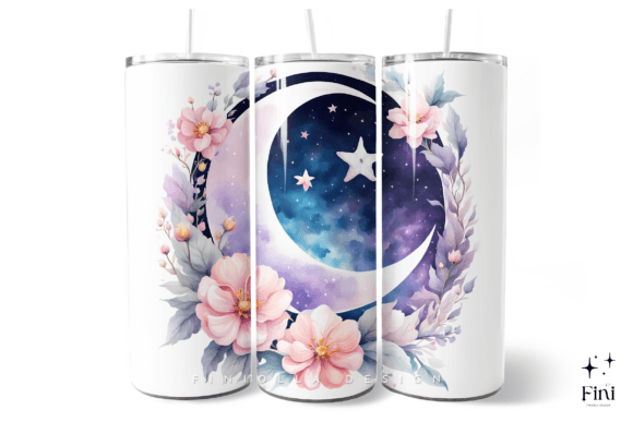 Download Pastel Moon Flowers Tumbler Wrap - Pastel Collection