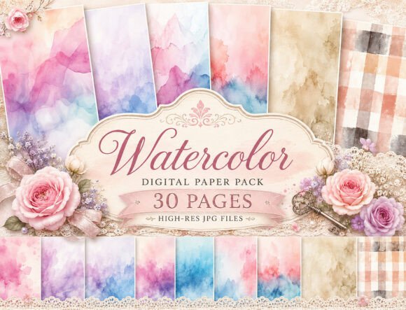 Download Watercolor Pastel Digital Paper - Pastel Collection