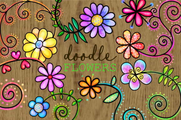 Download Hand Drawn Doodle Watercolor Flowers - Hand Collection