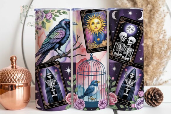 Download Mystical Tarot Skeleton 20oz Tumbler Wra - Mystical tarot Collection
