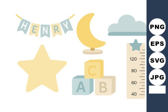 Download Baby Nursery Decor Elements with Moon St - Element Collection