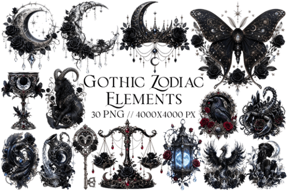 Download Gothic Zodiac Elements Clipart PNG - Element Collection