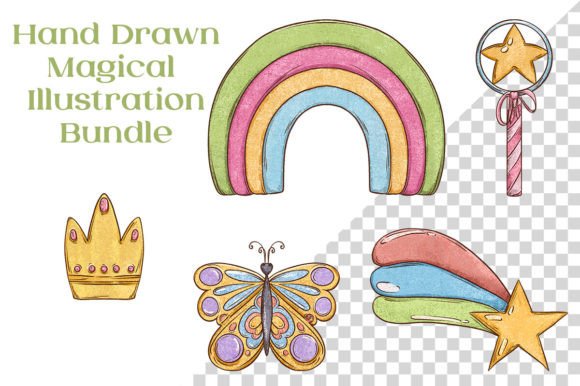 Download Cute 5 Magical Hand Drawn Illustrations - Hand Collection