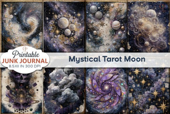Download Mystical Tarot Moon Junk Journal Pages - Mystical tarot Collection