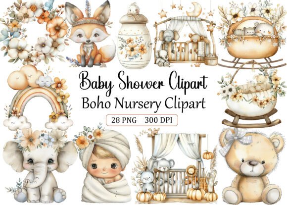 Download Baby Shower Clipart Boho Nursery Clipart - Boho nursery clipart Collection