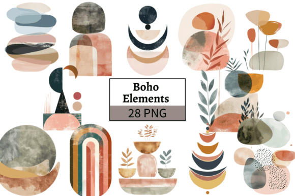 Download Watercolor Boho Elements Clipart Bundle - Element Collection