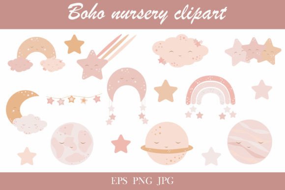 Download Boho Nursery Clipart Set. Baby Wall Déco - Premium Resources