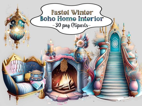 Download Pastel Winter Boho Home Interior Clipart - Pastel Collection