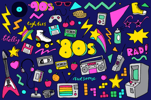Download 80s Clipart Hand Drawn Illustrations - Hand Collection