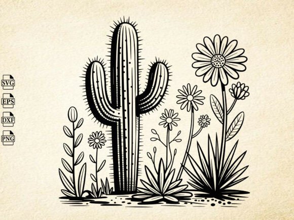 Download Cactus SVG, Hand Drawn Desert Clipart - Hand Collection
