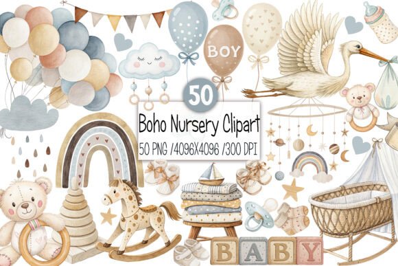 Download Baby Shower Clipart,Boho Nursery Clipart - Boho nursery clipart Collection