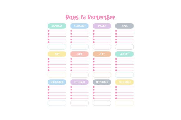 Download Dates to Remember - Pastel Colors - Pastel Collection