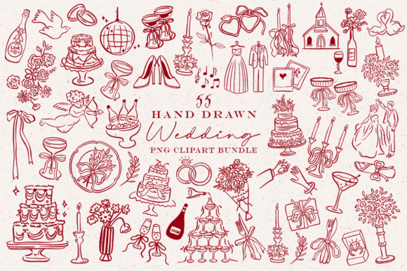 Download Hand Drawn Wedding PNG Clipart Bundle - Hand Collection