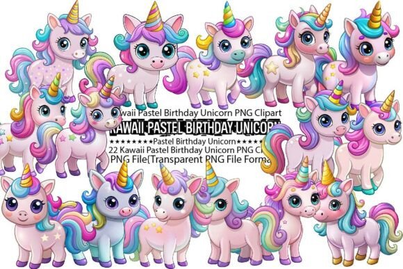 Download Kawaii Pastel Birthday Unicorn PNG - Pastel Collection