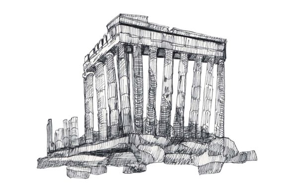 Download Greece Parthenon - Ink Hand-Drawn Sketch - Hand Collection