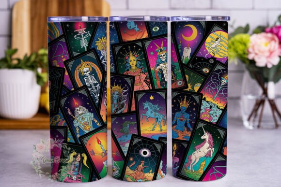 Download Mystical Tarot Card Collage 20oz Tumbler - Mystical tarot Collection