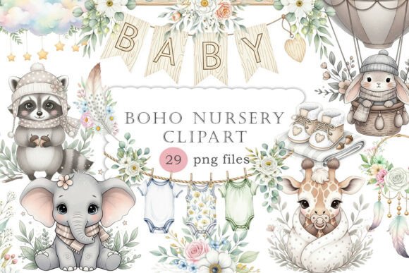 Download Baby Shower Clipart,Boho Nursery Clipart - Boho nursery clipart Collection
