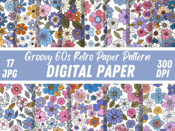 Download Funky Hand Drawn 60s Retro Paper Pattern - Hand Collection