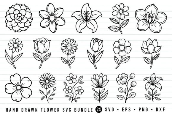 Download Hand Drawn Flower SVG Bundle - Hand Collection