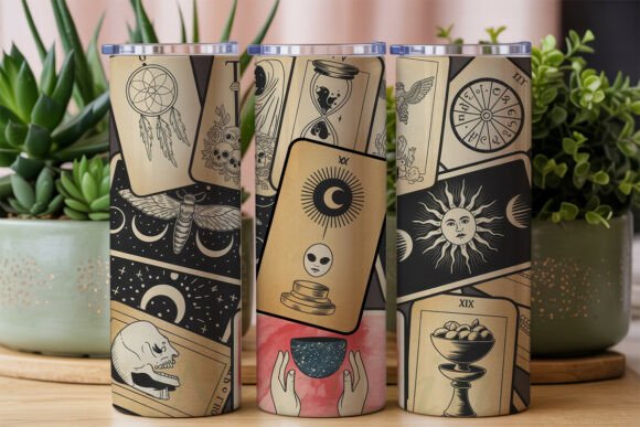 Download Mystical Tarot Card Collage Tumbler Wrap - Mystical tarot Collection