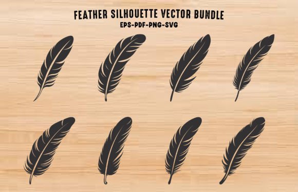 Download Bird Feather Silhouettes Vector Set - Bird feather Collection