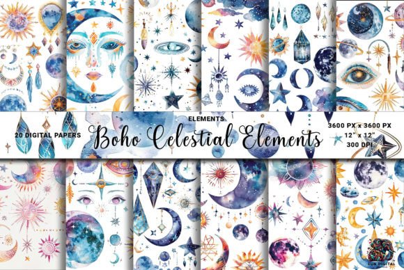 Download Boho Celestial Elements White Background - Element Collection