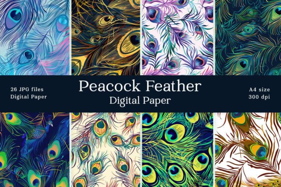 Download Peacock Bird Feather Digital Paper - Bird feather Collection