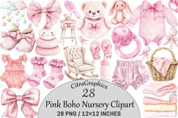 Download Pink Boho Nursery Clipart. - Premium Resources