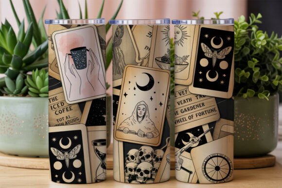 Download Mystical Tarot Card Collage Tumbler Wrap - Mystical tarot Collection