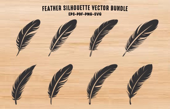 Download Vector of Bird Feather Silhouettes Set - Bird feather Collection