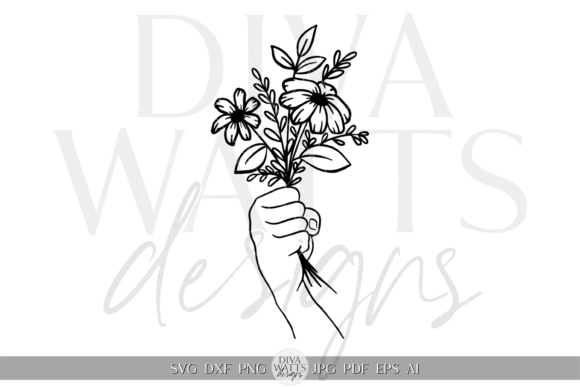 Download Hand with Flowers Silhouette Artwork SVG - Hand Collection