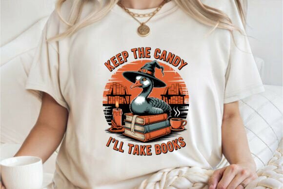 Download Retro Bookish Goose Halloween Vibes PNG - Retro Collection