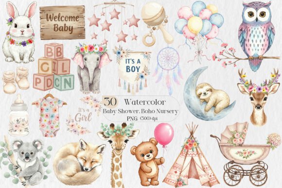 Download Baby Shower Clipart,Boho Nursery Clipart - Boho nursery clipart Collection