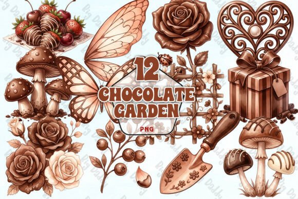 Download Chocolate Garden Clipart Elements PNG - Element Collection