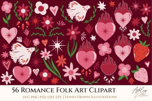 Download Romantic Element Folk Art Clipart - Element Collection