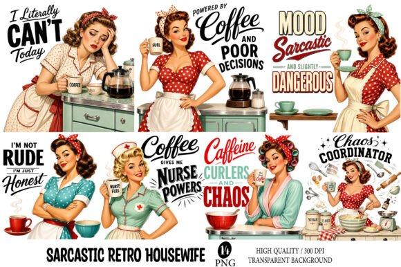 Download Sarcastic Retro Housewife PNG - Retro Collection