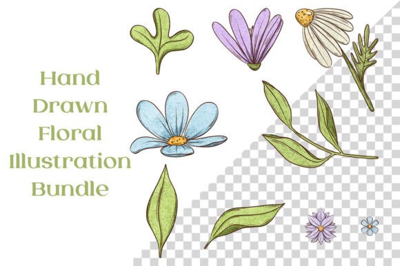 Download Cute 9 Floral Hand Drawn Illustrations - Hand Collection