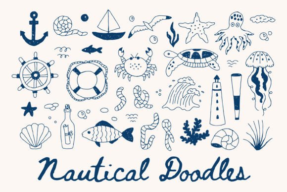 Download Nautical Doodle Elements PNG Clipart - Element Collection