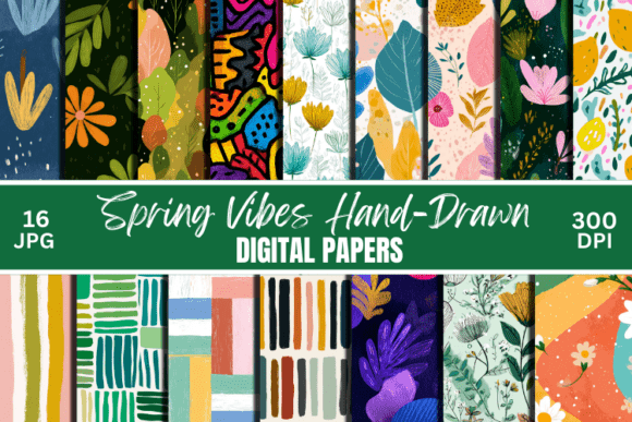 Download Spring Vibes Hand-Drawn Background Set - Hand Collection