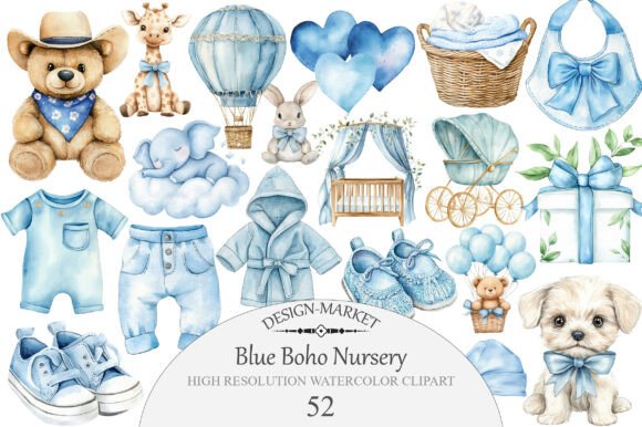 Download Blue Boho Nursery Clipart - Boho nursery clipart Collection