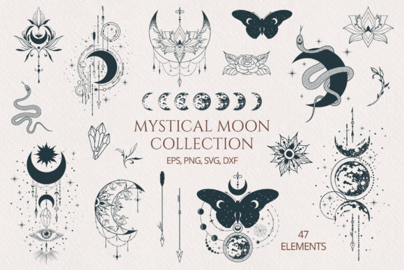 Download Hand Drawn Mystical Moon Collection - Hand Collection